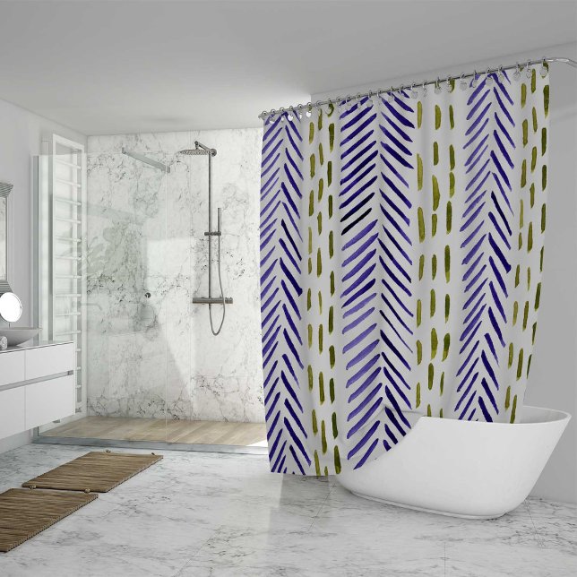 Rideaux De Douche Motif d'épine bovine en violet et vert (Créateur téléchargé)