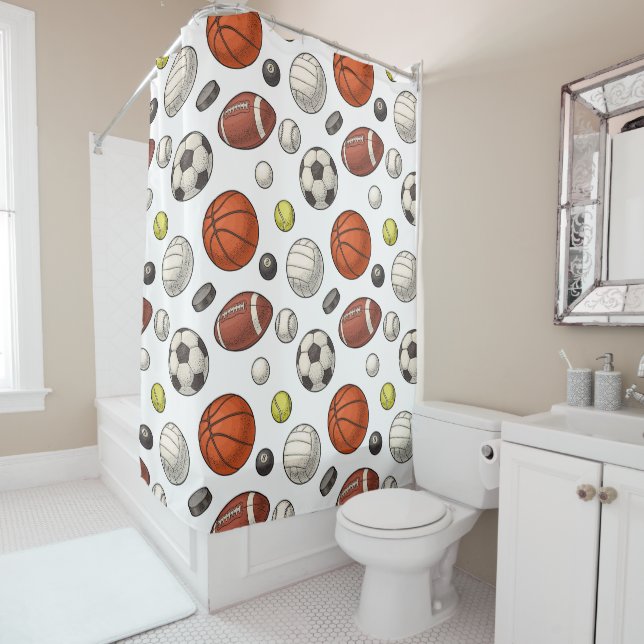 Rideaux De Douche Motif d'équipements sportifs (En situation)
