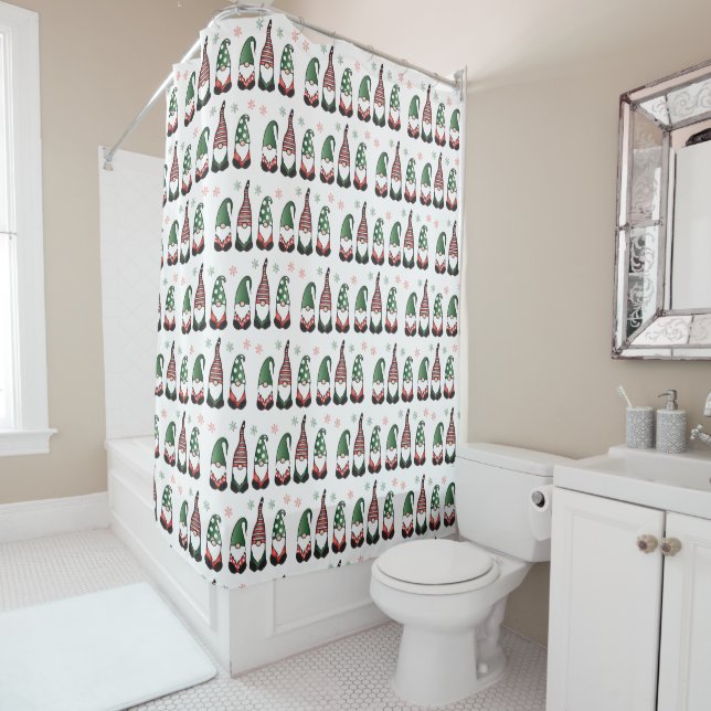 Rideaux De Douche Motif des Gnomes de Noël (En situation)