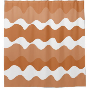 Rideaux De Douche motif des vagues horizontales Brown et blanc