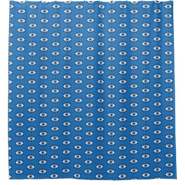 Rideaux De Douche Motif des yeux mal grecs bleu noir blanc (Devant)