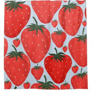 Rideaux De Douche Motif d'été avec fraises isolées à la lumière