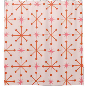 Rideaux De Douche Motif d'étoiles atomiques rose orange du milieu du