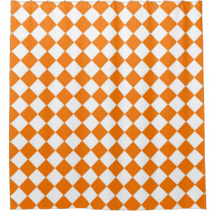 Rideaux De Douche Motif diamant à carreaux orange et blanc 
