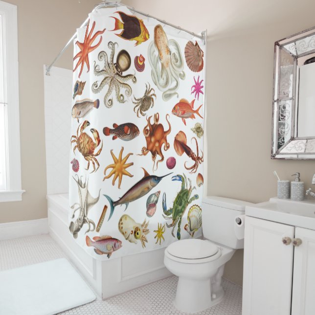 Rideaux De Douche Motif d'illustration de la vie marine nautique (En situation)