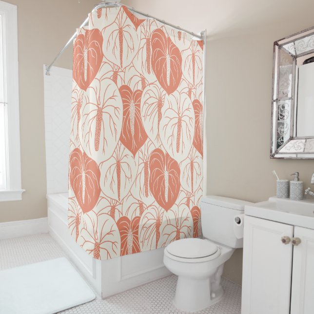 Rideaux De Douche Motif d'impression moderne Hawaiian Anthurium (En situation)