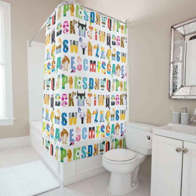 Rideaux De Douche Motif Disney Alphabet Mania (En situation)