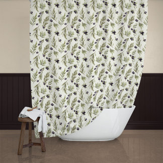 Rideaux De Douche Motif d'olive de campagne française à l'aquarelle