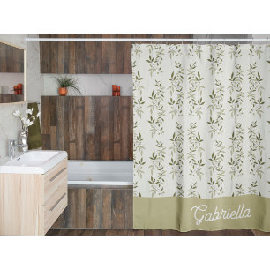Rideaux De Douche Motif d'olive de campagne française vert sauge Nom