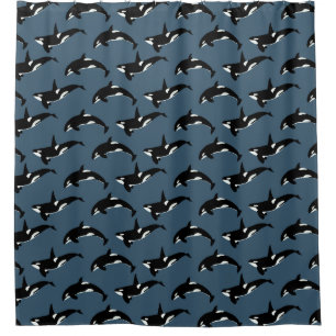 Rideaux De Douche Motif d'orque : Bleu-foncé