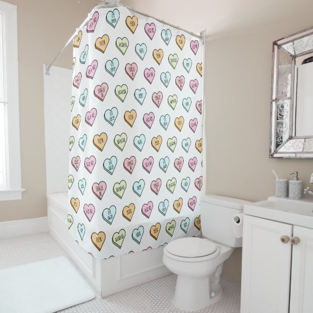 Rideaux De Douche Motif du Coeur de bonbons de Valentine Sarcastique (En situation)