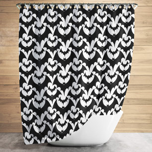 Rideaux De Douche Motif élégant de chauves-souris de goth noir et bl
