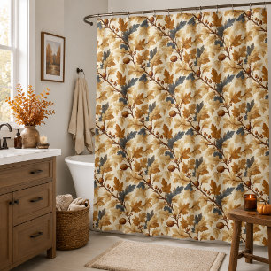 Rideaux De Douche Motif élégant de feuille de chêne et de pomme de p