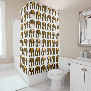 Rideaux De Douche Motif éléphant Neutral Brown
