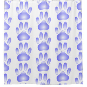 Rideaux De Douche Motif Empreinte de patte en verre bleu