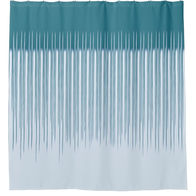 Rideaux De Douche Motif en bande cyan foncé (Devant)