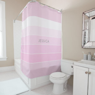 Rideaux De Douche Motif en bande rose chic