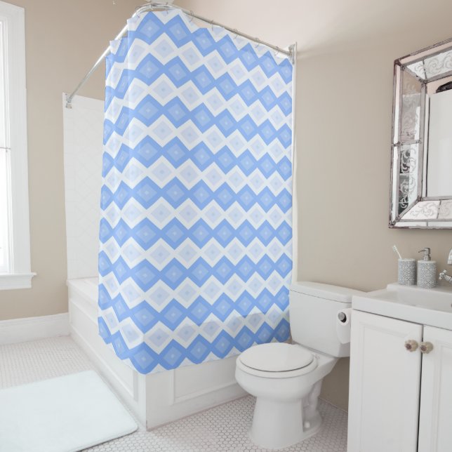 Rideaux De Douche Motif en diamant bleu pâle (En situation)