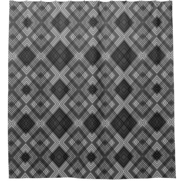 Rideaux De Douche Motif en diamant géométrique noir et blanc (Devant)