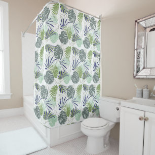 Rideaux De Douche Motif en feuille de palme moderne vert tropical
