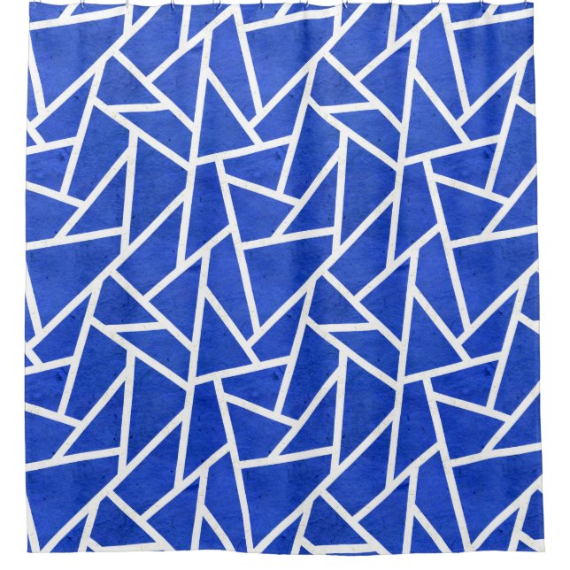 Rideaux De Douche Motif en mosaïque bleue et blanche (Devant)