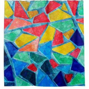 Rideaux De Douche Motif en mosaïque colorée