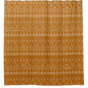 Rideaux De Douche Motif en tissu boueux, géométrique, rouille, orang