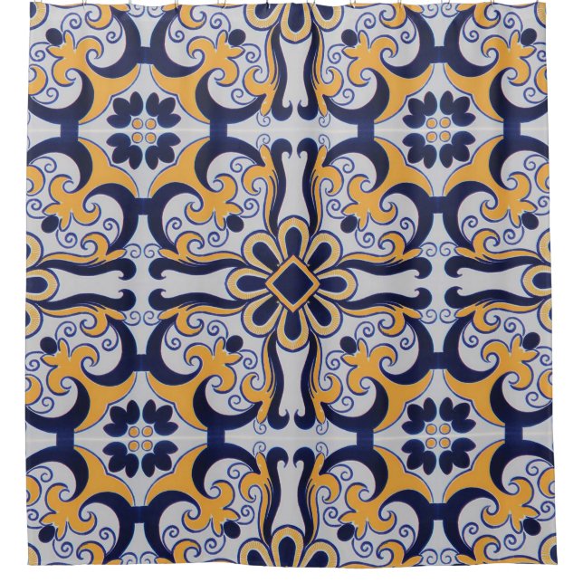Rideaux De Douche Motif en tuiles portugaises (Devant)