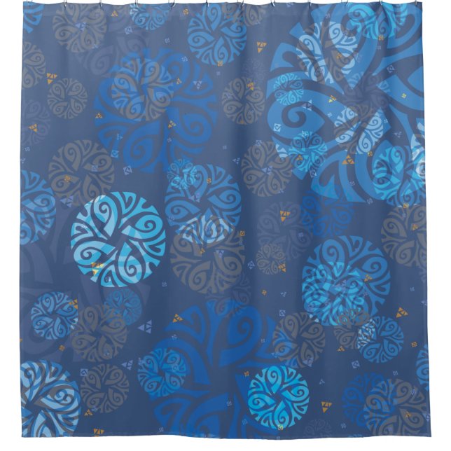 Rideaux De Douche Motif ethnique bleu marine (Devant)