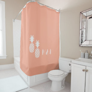 Rideaux De Douche Motif Exotic Rose blanc Aiguille moderne