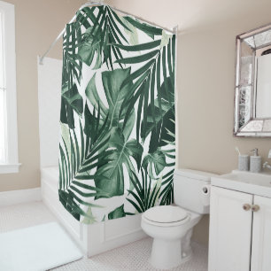 Rideaux De Douche Motif Feuille de la jungle tropicale #4