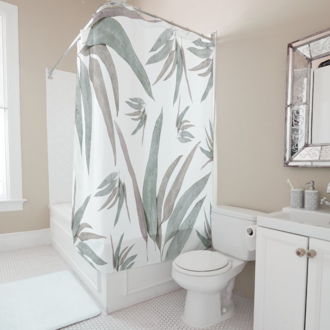 Rideaux De Douche Motif Feuille de l'Eucalyptus (En situation)