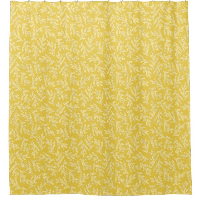 Rideaux De Douche Motif Feuille moderne de moutarde jaune (Devant)