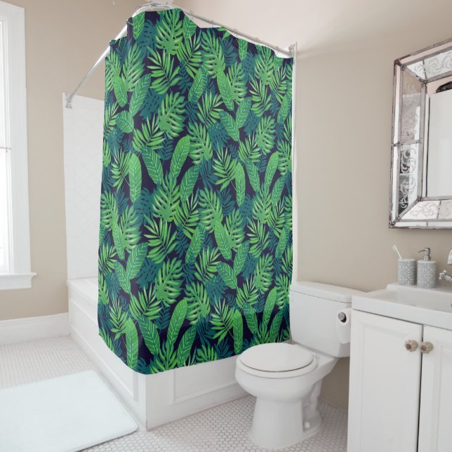 Rideaux De Douche Motif Feuille tropical (En situation)
