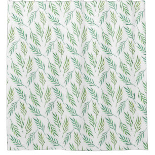 Rideaux De Douche Motif feuille verdoyant. Aquarelle palmier tropica