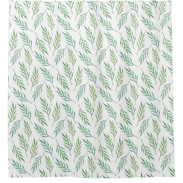 Rideaux De Douche Motif feuille verdoyant. Aquarelle palmier tropica (Devant)