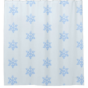 Rideaux De Douche Motif Flocon de Neige Bleu Glacé Design Hiver