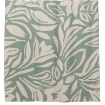 Motif floral botanique en sauge et crème