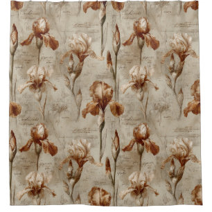 Rideaux De Douche Motif floral botanique vintage (4)