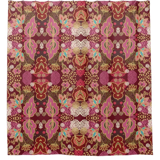 Rideaux De Douche Motif floral chaotique et décoratif (Devant)