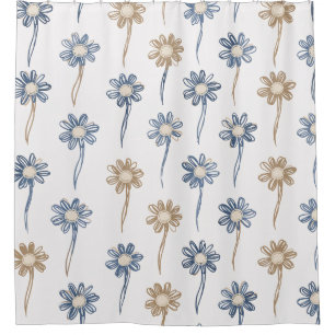 Rideaux De Douche Motif floral de marguerite minimaliste (5)