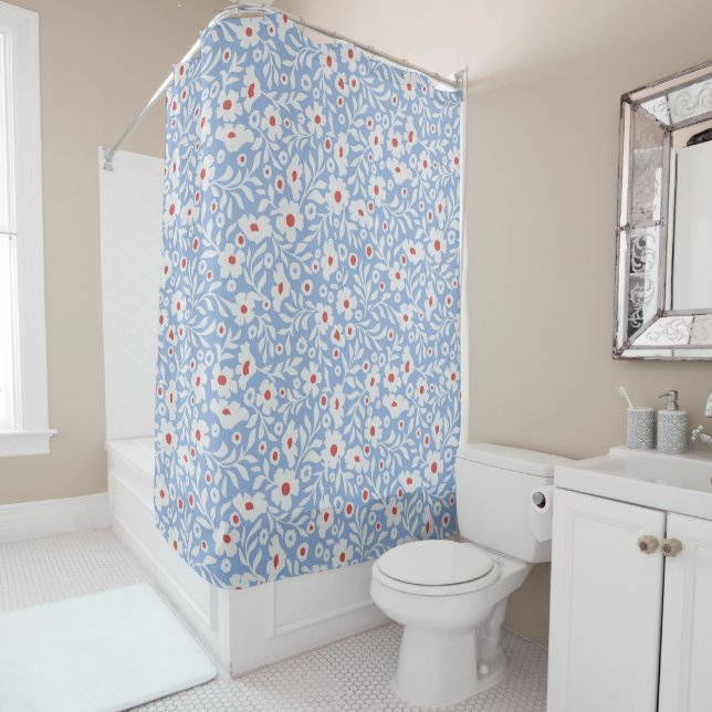 Rideaux De Douche Motif floral du bois (En situation)