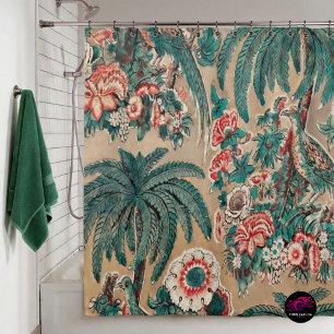 Rideaux De Douche Motif floral tropical oiseaux vintage de 1936