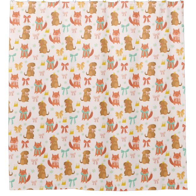 Rideaux De Douche Motif Fox et Puppy (Devant)