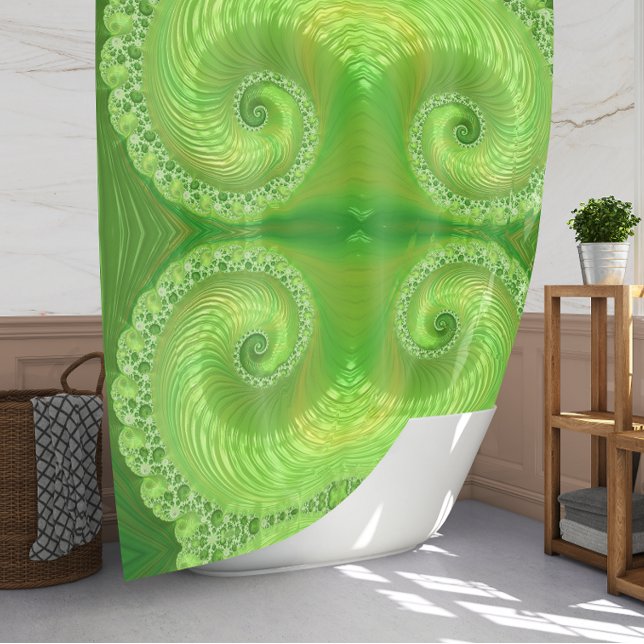 Rideaux De Douche Motif fractal vert moderne (Créateur téléchargé)