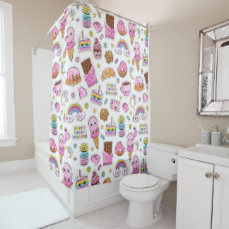 Rideaux De Douche Motif Funny Unicorn Magique Arc-en-ciel mou