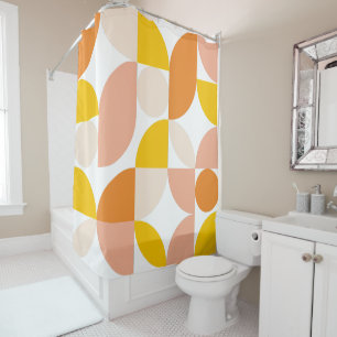 Rideaux De Douche Motif géométrique abstrait pêche orange jaune