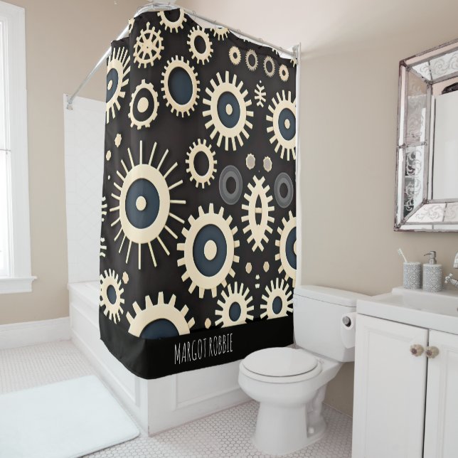Rideaux De Douche Motif géométrique beige pour engrenages complexes (En situation)