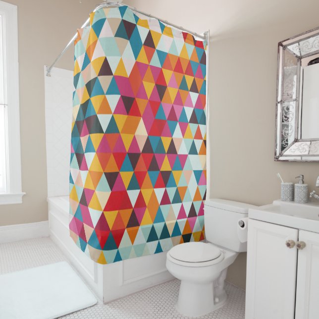 Rideaux De Douche Motif géométrique de triangle de hippie - couleur (En situation)