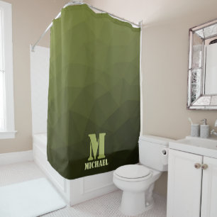 Rideaux De Douche Motif géométrique en maille de vert olive de l'arm